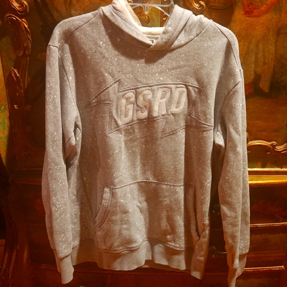 G Star Raw Gray paint splattered Hoodie Size L